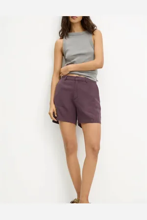 Pull&Bear Linen mix shorts in burgundy