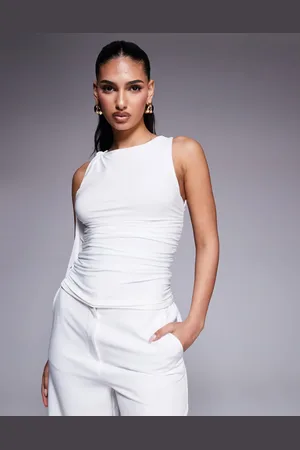 Kaiia Exclusive slinky ruched drape detail sleeveless top in