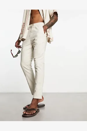 Only & Sons Linen mix cropped pants in beige