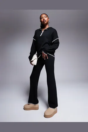 Kaiia Exclusive contrast stitch wide leg knit pants in - part of a set