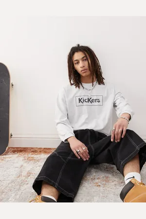 Kickers Long sleeve T-shirt with navy graphic in light heather