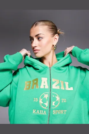 Kaiia Sport Brazil zip up hoodie in green and yellow - part of a set