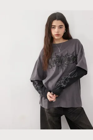 Minga London graphic print double layer t-shirt in