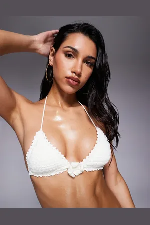 Candypants Crochet flower triangle bikini top in