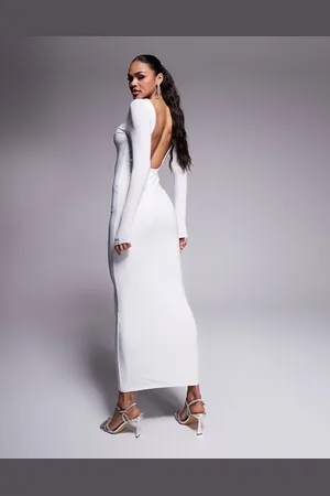 Kaiia Exclusive slinky low back long sleeve maxi dress in