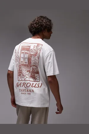 Topman Oversized fit T-shirt with front and back taverna print in