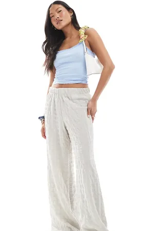 ONLY Seersucker wide leg pants in ice