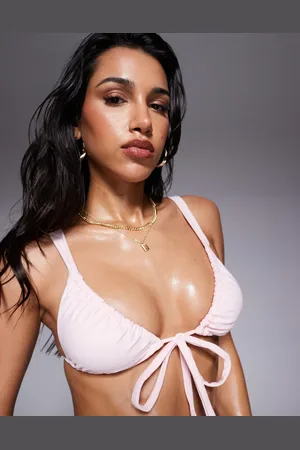 Candypants Ruched triangle bikini top in baby
