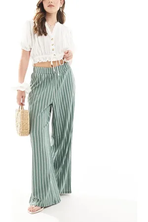 ONLY Wide leg textured pants in stripe