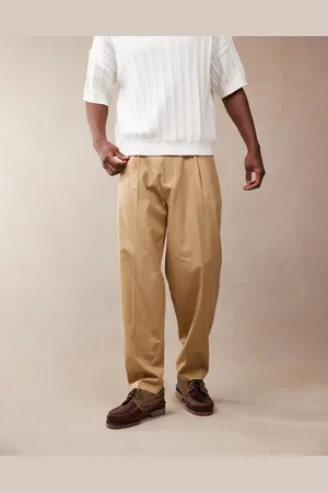 ASOS Smart oversized tapered linen blend pants with front pleat in camel