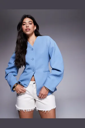 River Island Puff sleeve tailored blazer in light