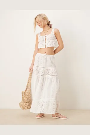 Iisla & Bird Broderie maxi tiered beach skirt in - part of a set