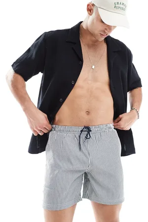 Farah Colbert seersucker stripe swim shorts in and white