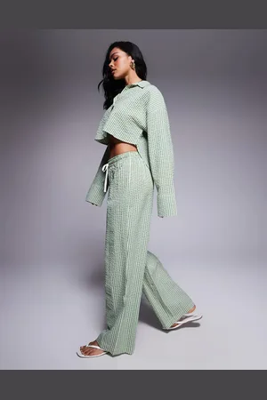 ASOS Lisa seersucker beach pants in stripe