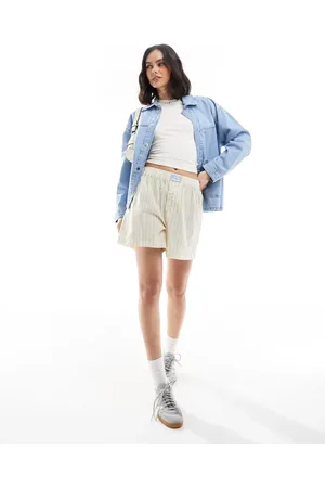 Cotton On Cotton On striped boyfriend boxer sleep shorts in sunshine