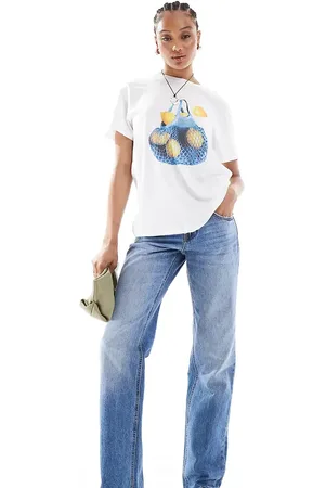 Stradivarius Tall D03 low waisted straight leg jeans in mid wash