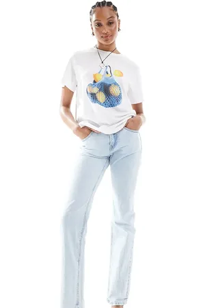 Stradivarius D98 Tall straight leg jeans in light blue