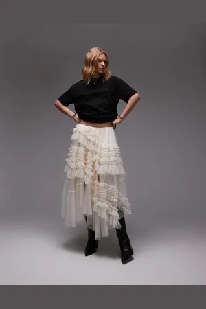 AllSaints Jen tulle skirt in tofu