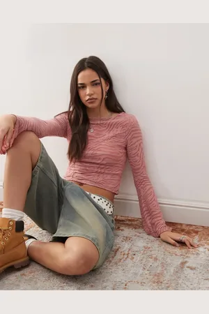 Reclaimed Flared sleeve burnout top in