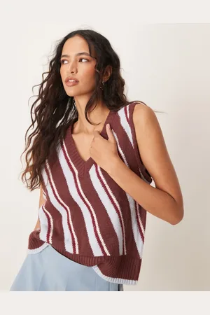 Neon Rose Diagonal striped sweater vest in