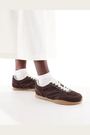 Stradivarius Sneakers in dark leather/suede