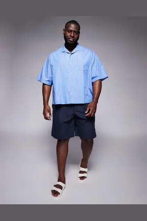 ASOS Boxy oversized revere shirt in red and stripe