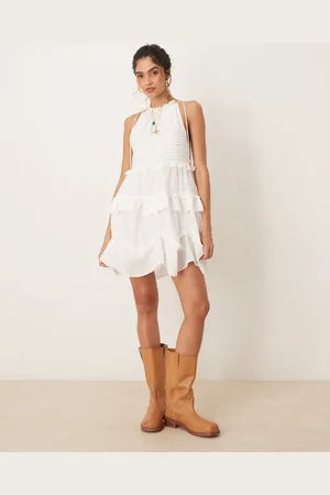 ASOS Halter ruffle mini dress with pintucks in