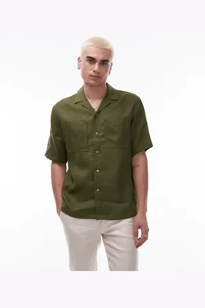 MANGO Premium linen short sleeve shirt in