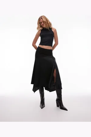 AllSaints Pia satin midi skirt in