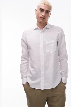 MANGO Linen mix long sleeve shirt in