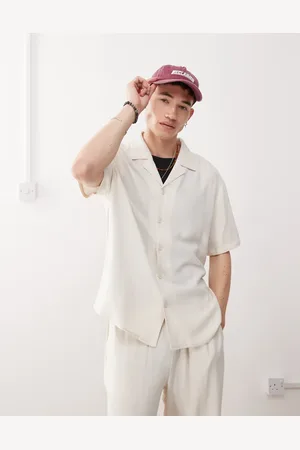 Reclaimed Oversized linen blend shirt in cream