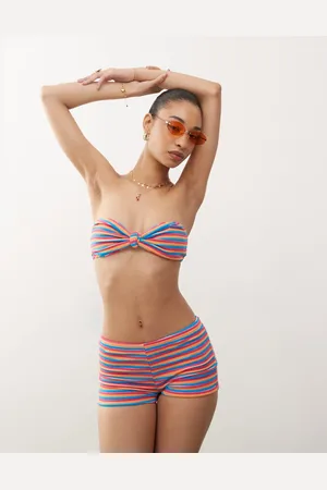 Reclaimed Mini shorts in red terrycloth stripe
