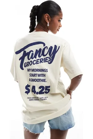 Stradivarius Grocery oversized T-shirt in pale