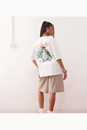 COLLUSION Tequila print graphic t-shirt in white