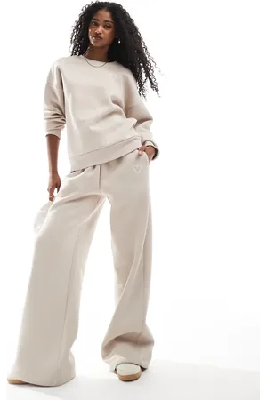 Miss Selfridge Logo puff print cuffed sweatpants in stone - part of a set