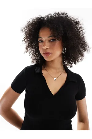 Miss Selfridge Ribbed polo top in