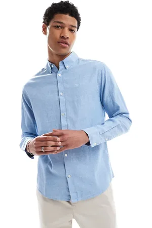 Threadbare Long sleeve linen blend shirt in