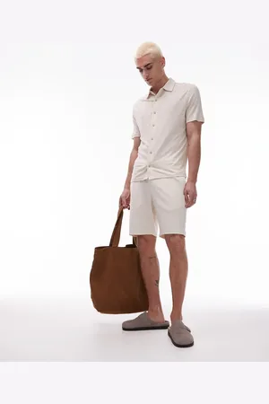 MANGO Jersey waffle shorts in beige