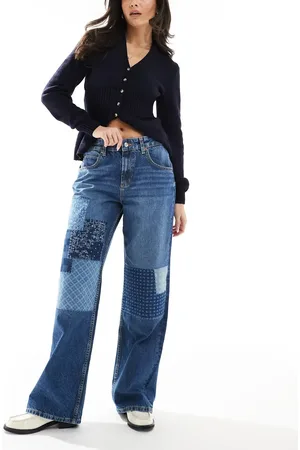 ASOS Baggy jean in dark with floral patchwork detail