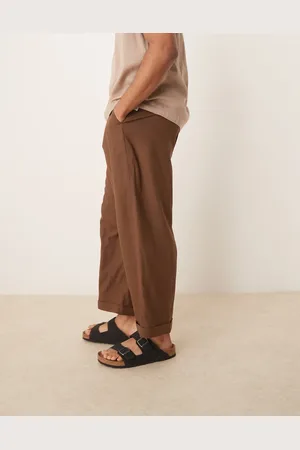ASOS Smart cropped balloon linen blend pants with front pleat in
