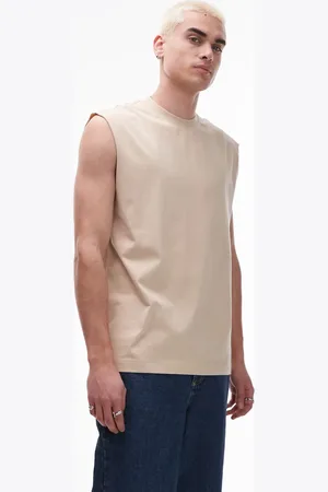 Topman Oversized fit sleeveless t-shirt in stone