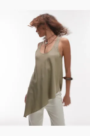 MANGO Soft touch asymmetric hem top in