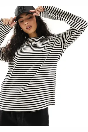 Pieces® Long sleeve super soft t-shirt in black stripe