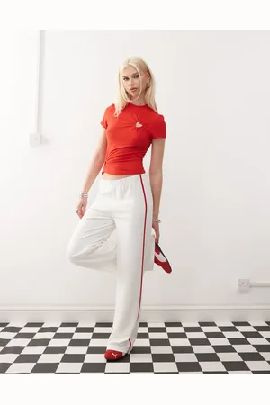 COLLUSION Single striped sweatpants in cream