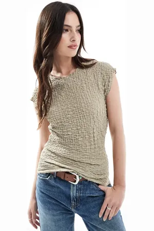 ONLY Textured sleeveless top in beige