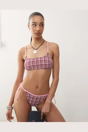 Reclaimed Bralet bikini top in seersucker gingham