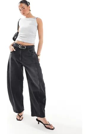 ASOS Oversized crop barrel jean with panels in washed