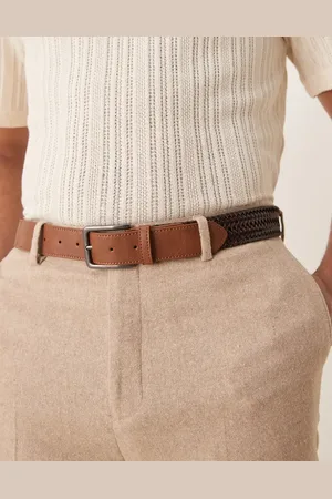 ASOS Causal elastic woven belt in black and faux leather