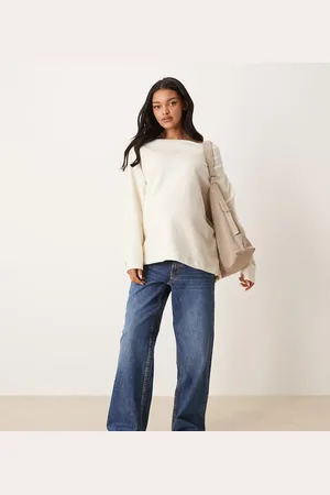 ASOS ASOS DESIGN Maternity baggy wide leg jeans in dark