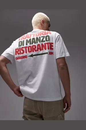 Topman T-shirt with front and back Trattoria Di Manzo raised print in